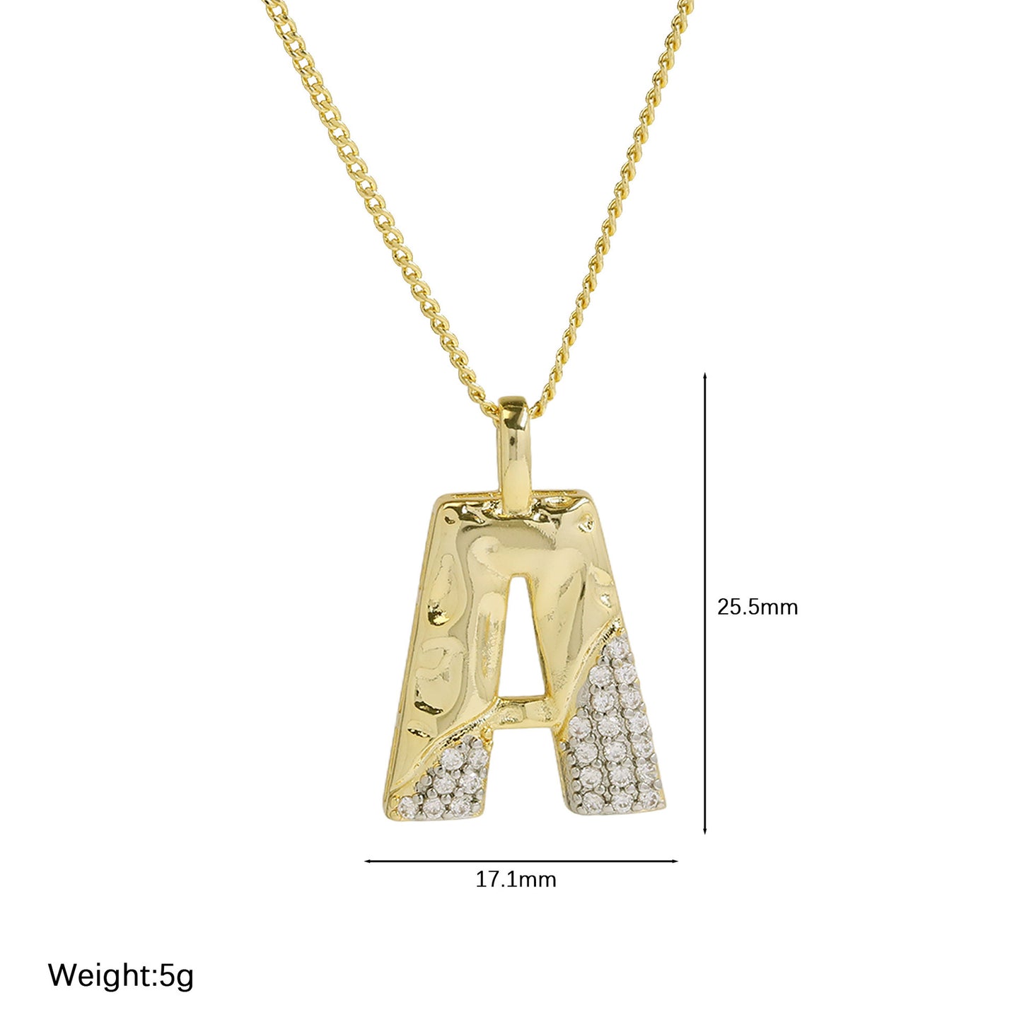 Brass Two-color Texture English Letters Contrast Necklaces