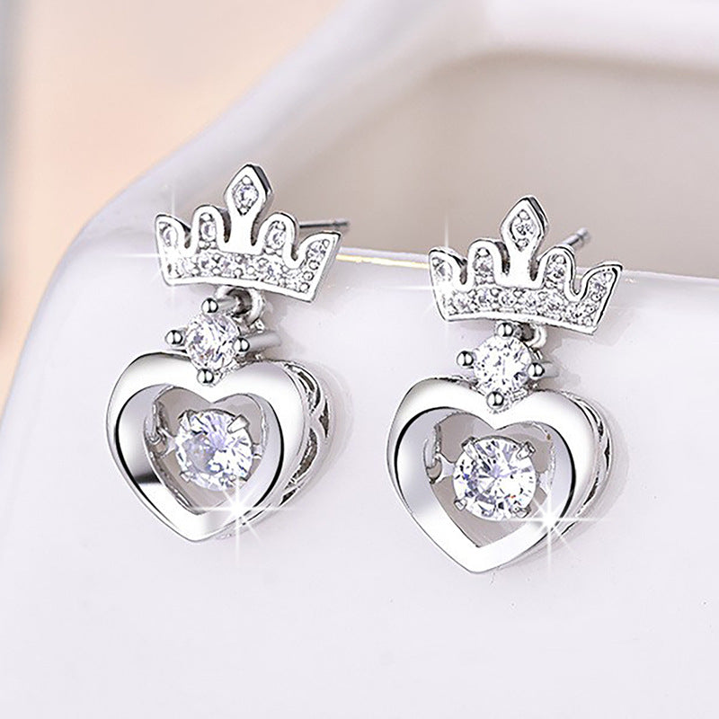 Crown Pulsatile Heart Female Fashion Personality Earrings