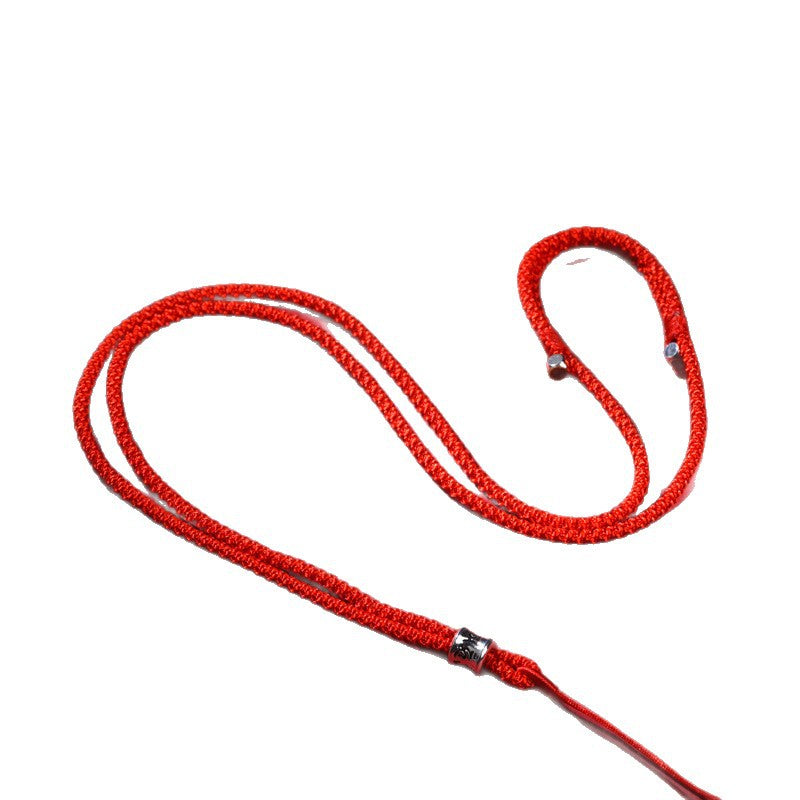 Women's & Men's Simple Thin Gold Coin Rope Lanyard Jade Necklace