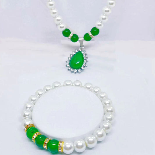 Glass Spot Drill Green Chalcedony Mother's Day Gift Necklaces
