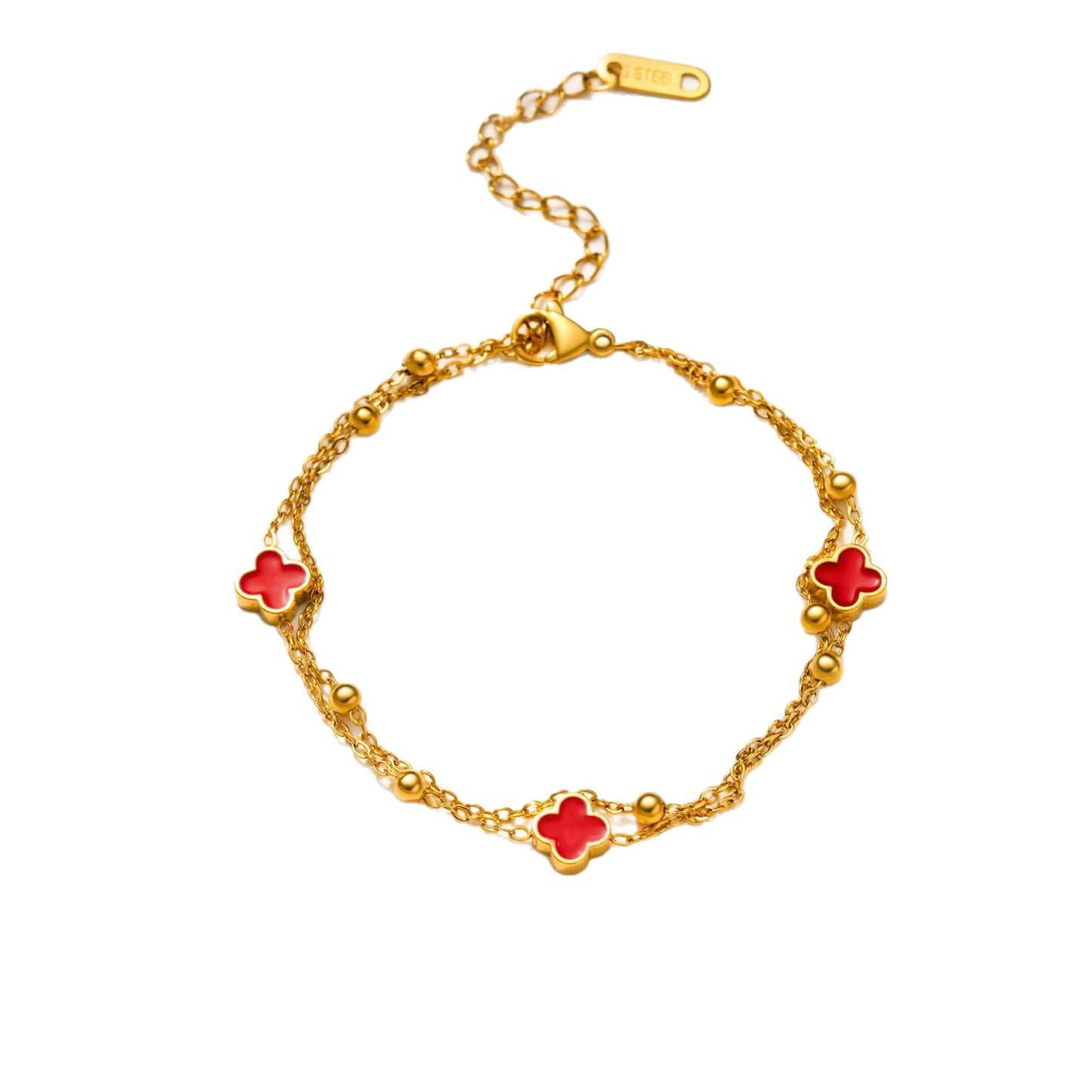 Four-leaf Clover Gold Vacuum Vapor Plating Drip High Fashion Stainless Bracelet