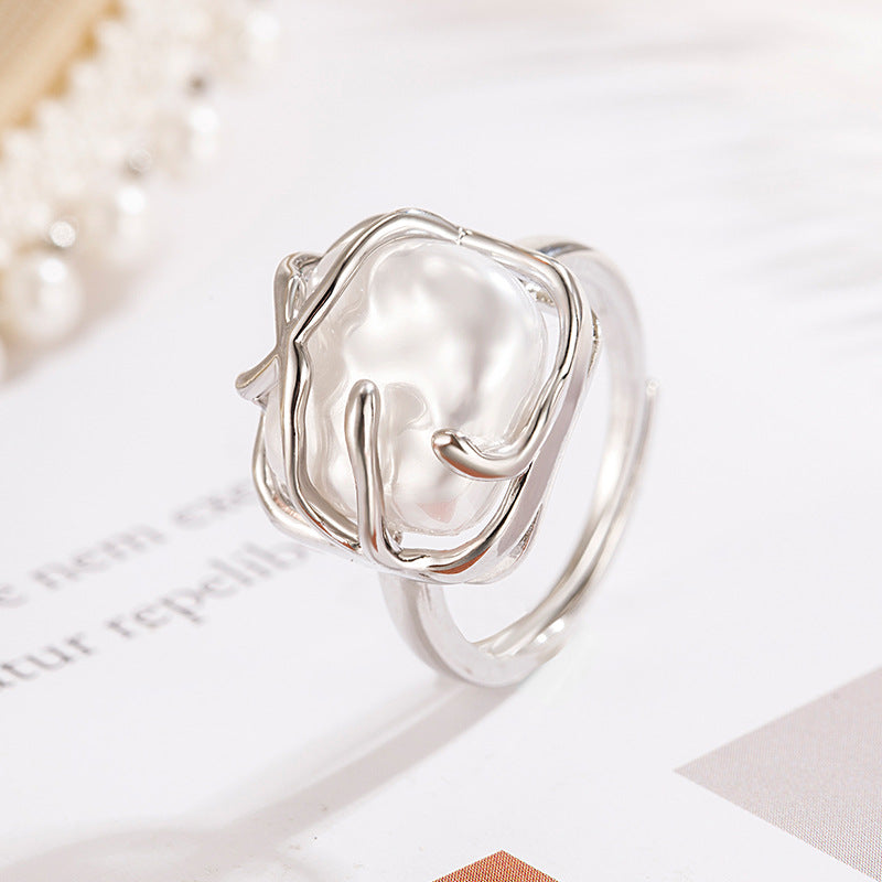 Women's Trendy Korean Style Sweet Winding Pearl Retro Stylish Rings