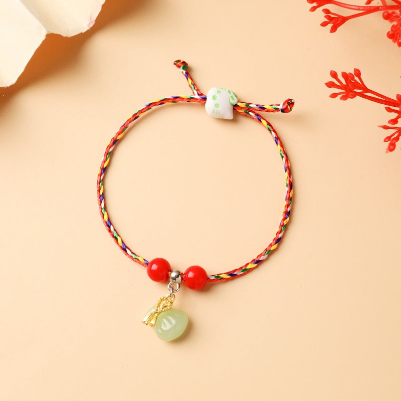 Children's Colorful Braided Rope Wrist String Safe Red Bracelet