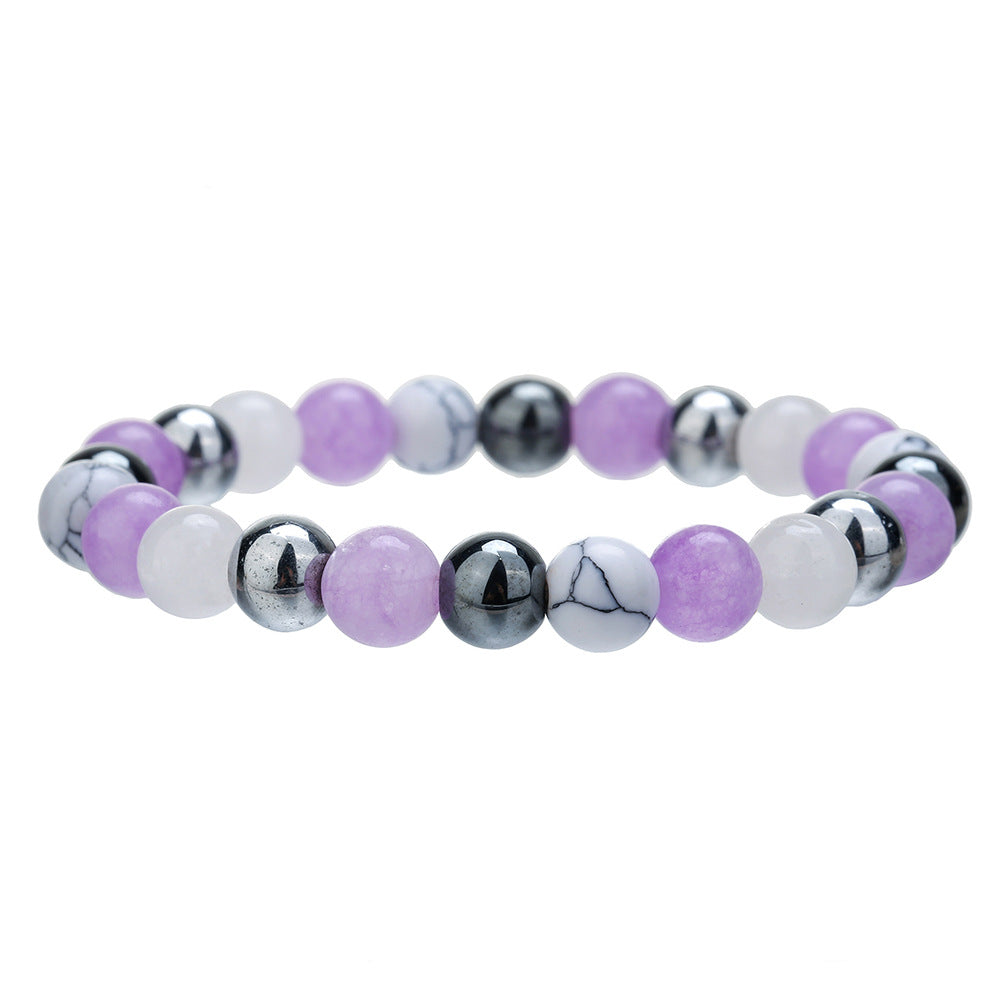 Men's Unisex Black Agate Cut Crystal Combination Bracelets