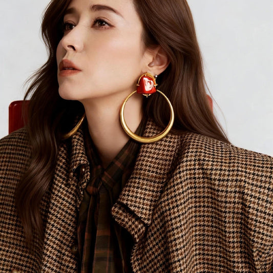 Niche Retro Exaggerated Inlaid Irregular Resin Gem Simple Light Luxury Earrings