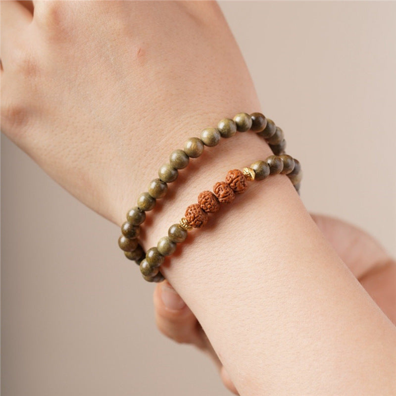 Circle With Round Beads National Style Single Green Bracelets