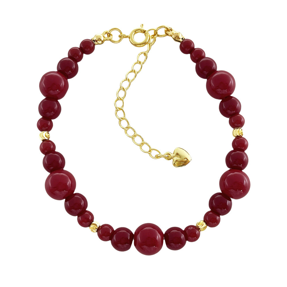 Women's Atmosphere Red Micro Glass Bead Beaded Bracelets