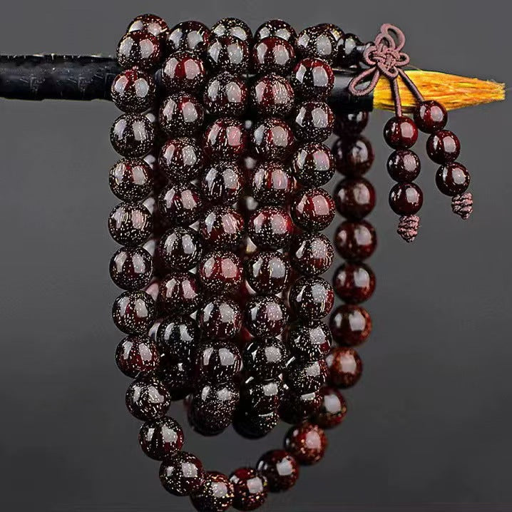 Density Full Gold Star Red Sandalwood Bracelet