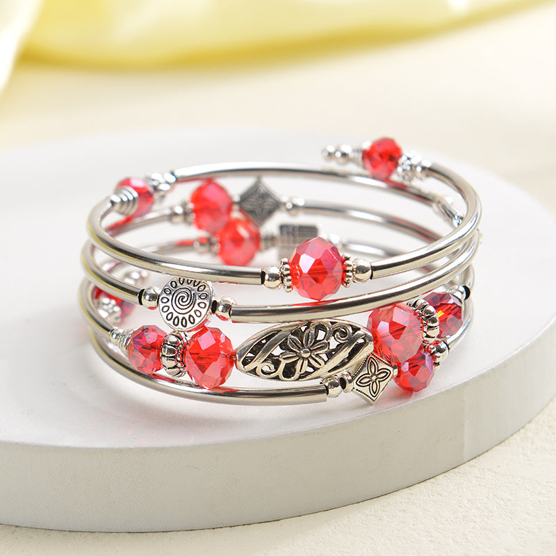 Natural Stone Cut Crystal Winding Female Bracelet