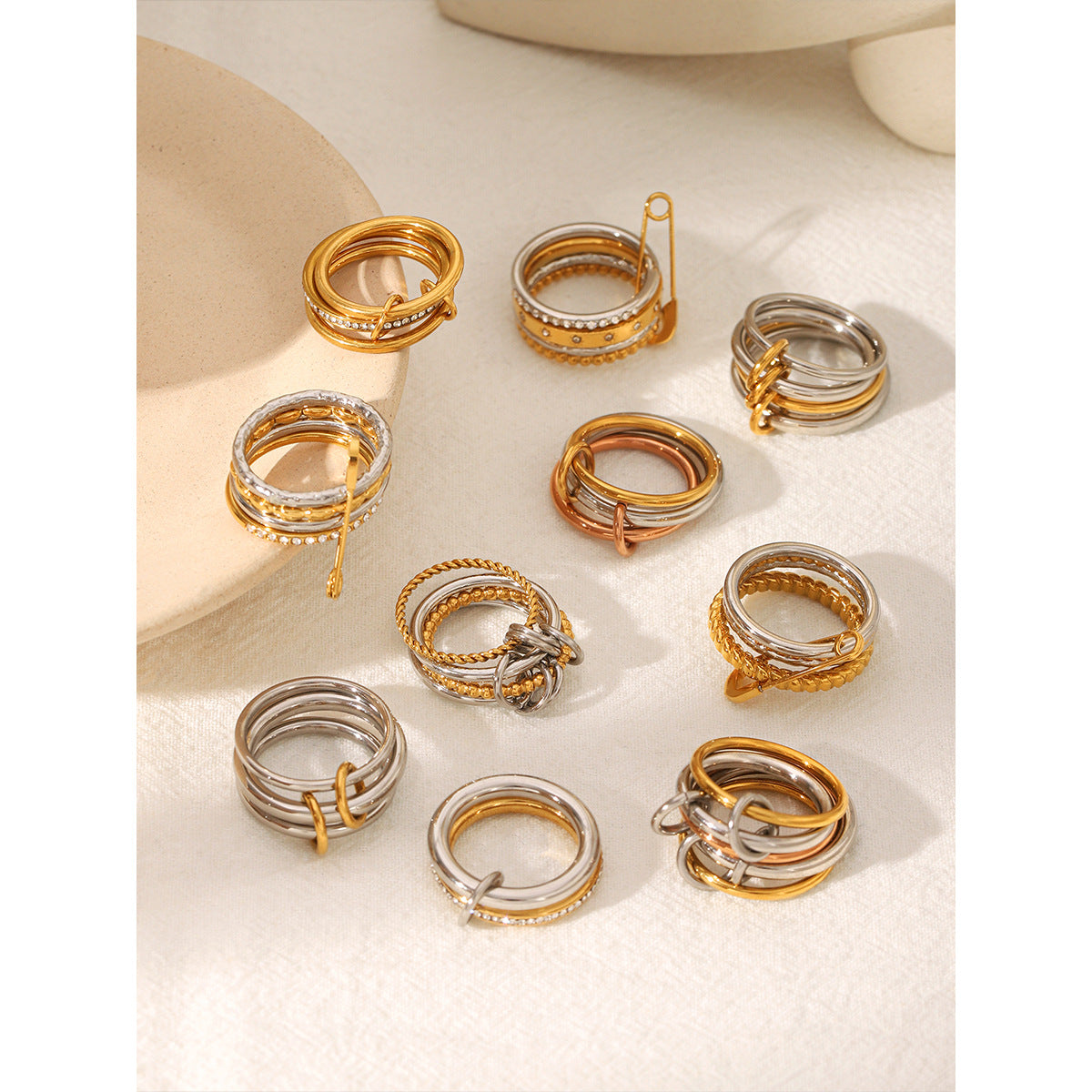 Twin Simple Titanium Steel No Fading Light Luxury High-grade Stainless Ring