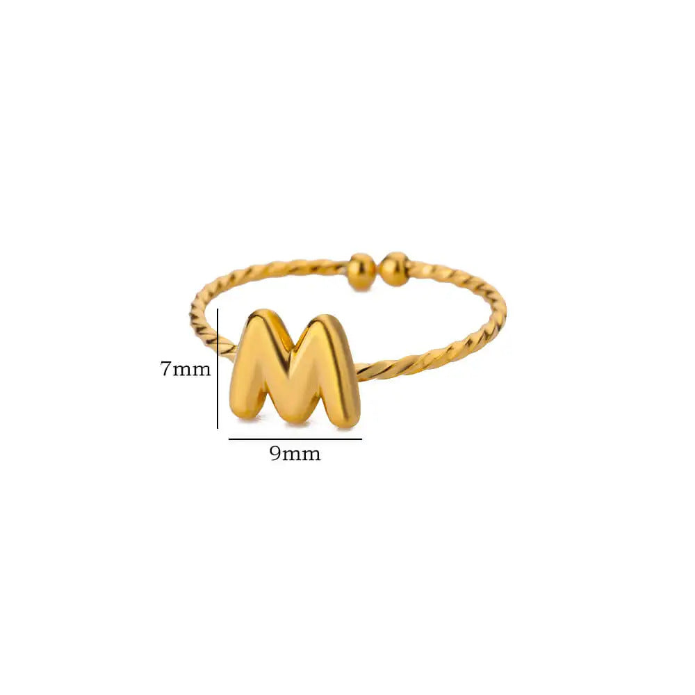 Stainless Steel Gold-plated English Letters Glossy Rings