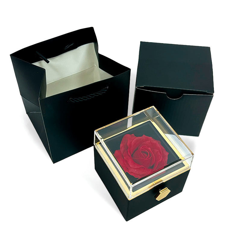 Lettering Stainless Steel Heart-shaped With Rotating Jewel Case Packing Reversible Necklace