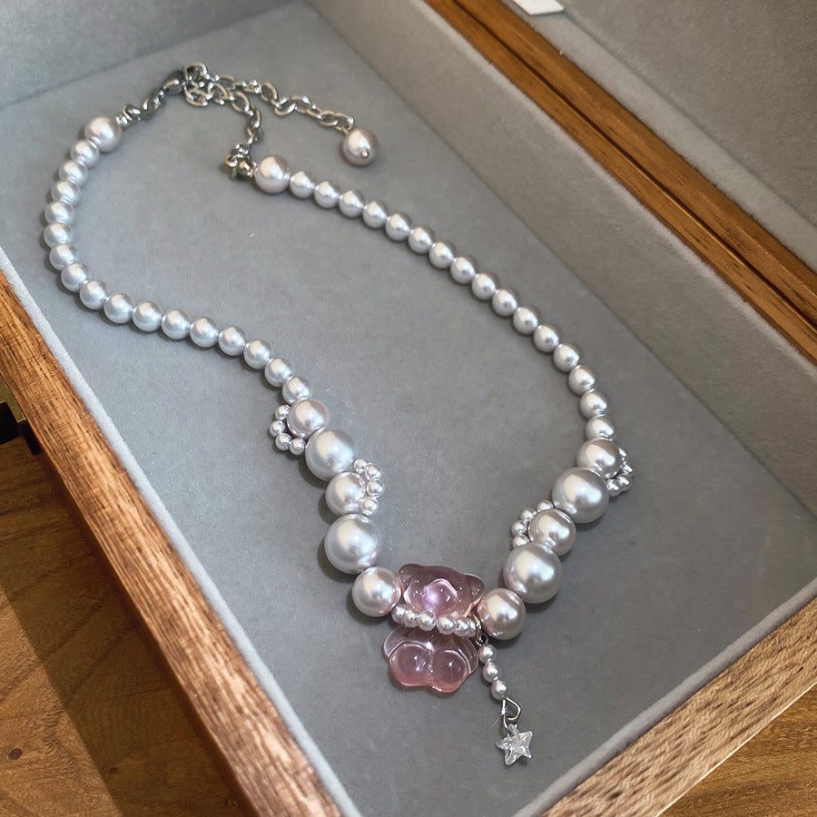 Women's Pink Dripping Oil Loving Heart Zircon Five-pointed Star Whale Saturn Jewelry Set