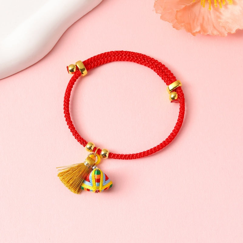 Children's Colorful Braided Rope Wrist String Safe Red Bracelet