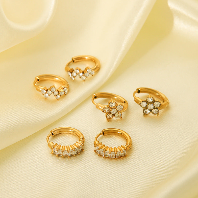 Women's Fashionable Exquisite Stainless Steel Flower Ear Gold-plated Earrings