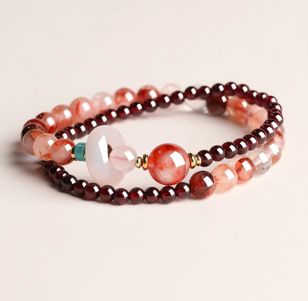 Red Agate Female Lucky Changeable Beads Zodiac Anniversary Year Hand Bracelet