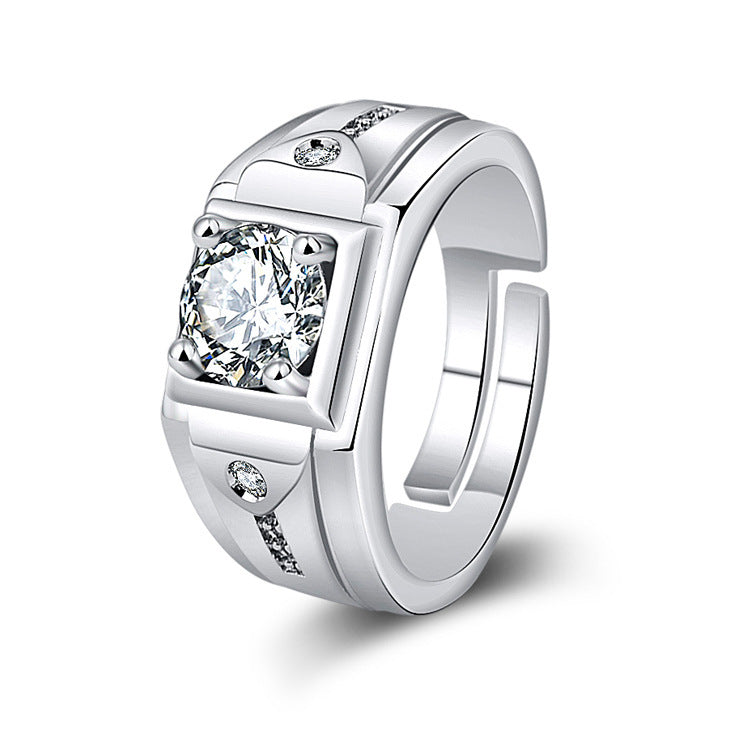 Men's Diamond Single Simulation Karat Wedding Classic Temperament Ring