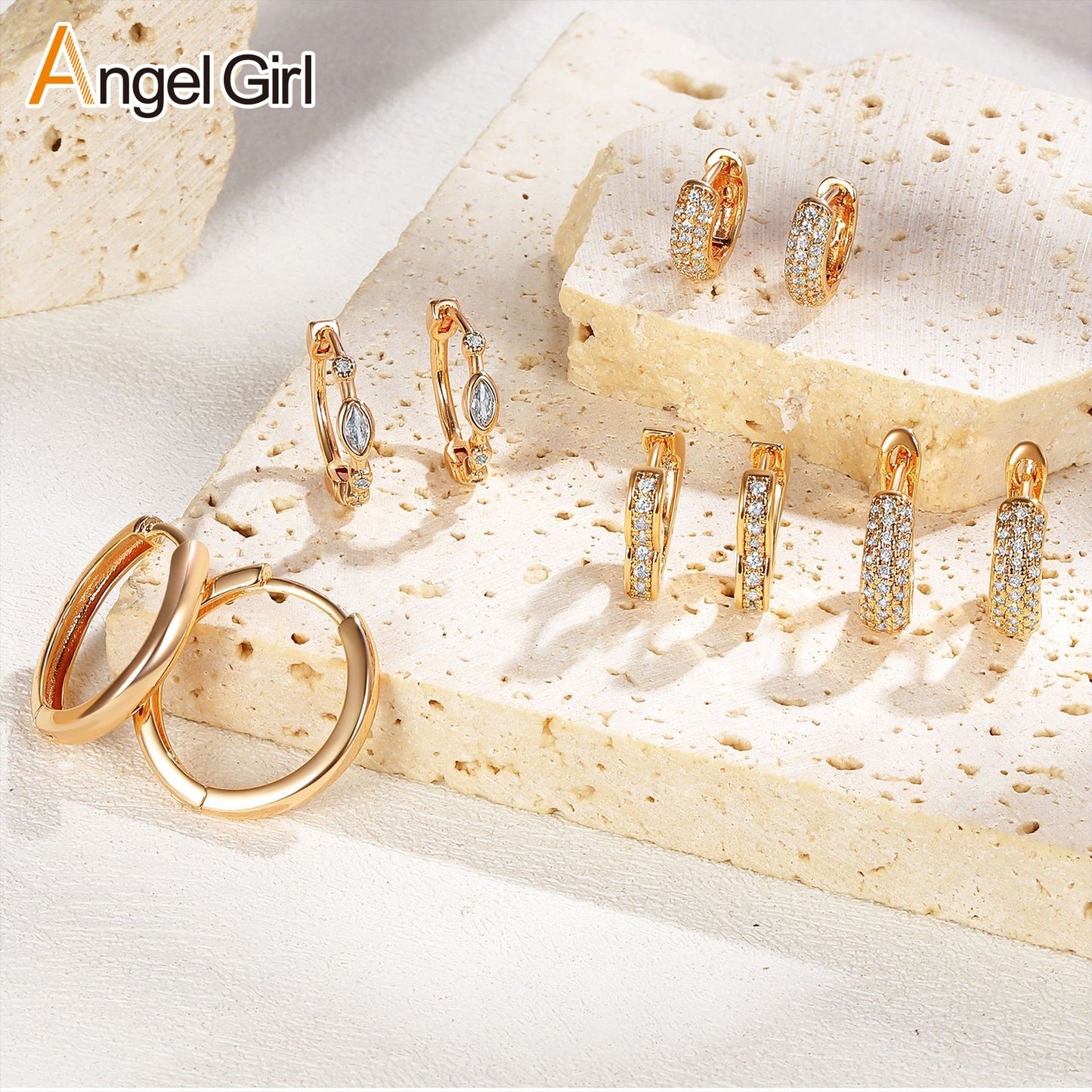 Gold Zircon Temperament Ear Clip Light Earrings