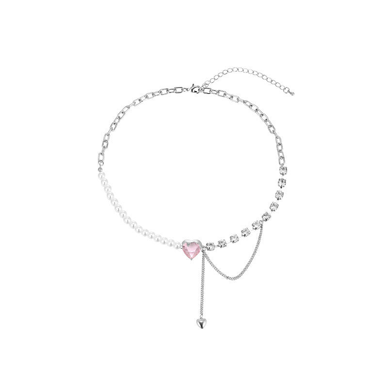 Pearl Design Sense Light Luxury Minority Asymmetric Clavicle Chain Cold Necklaces