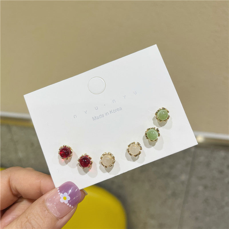 Opal Stone Ear Female Fashion Design Stud Earrings