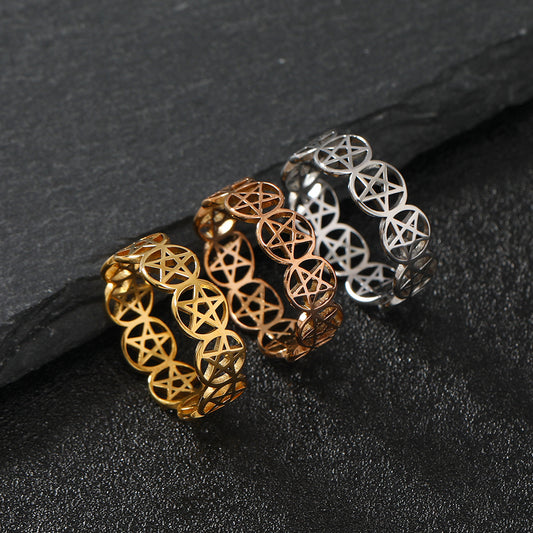 Titanium Steel Simple Personality Cut Hollow Rings