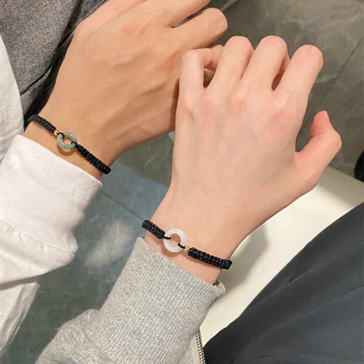 Women's & Men's Couple Pair Of Handmade Jade Woven Hand Strap Girlfriend Valentine's Bracelet
