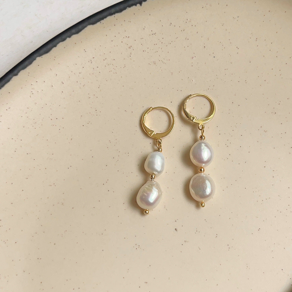 New Retro Baroque Fresh Water Pearl Earrings