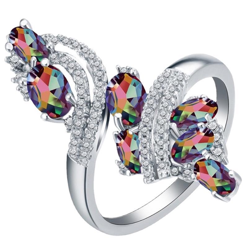Multicolor Zircon Inlaid Fine Rhinestone Fashion Trendy Rings