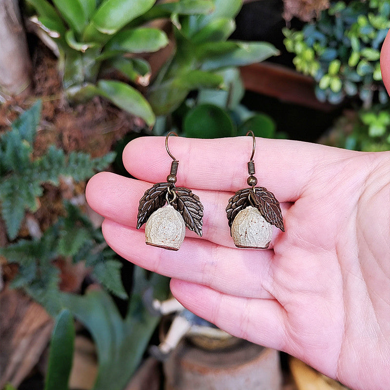 Style Flower Leaf Fruit Creative Long Wooden Natural Earrings