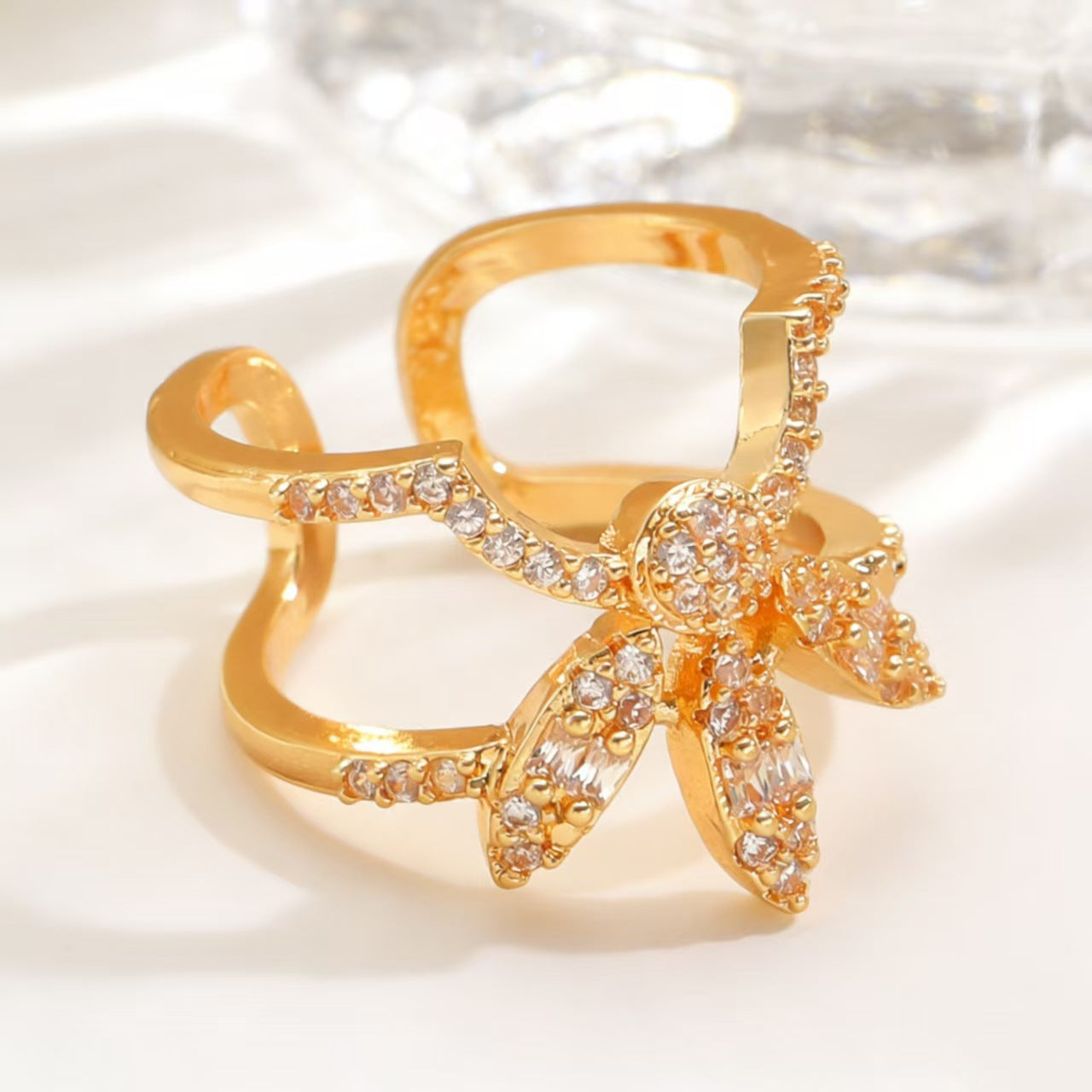 Geometric Trend Open Nail Female Design Exquisite Refined Ring