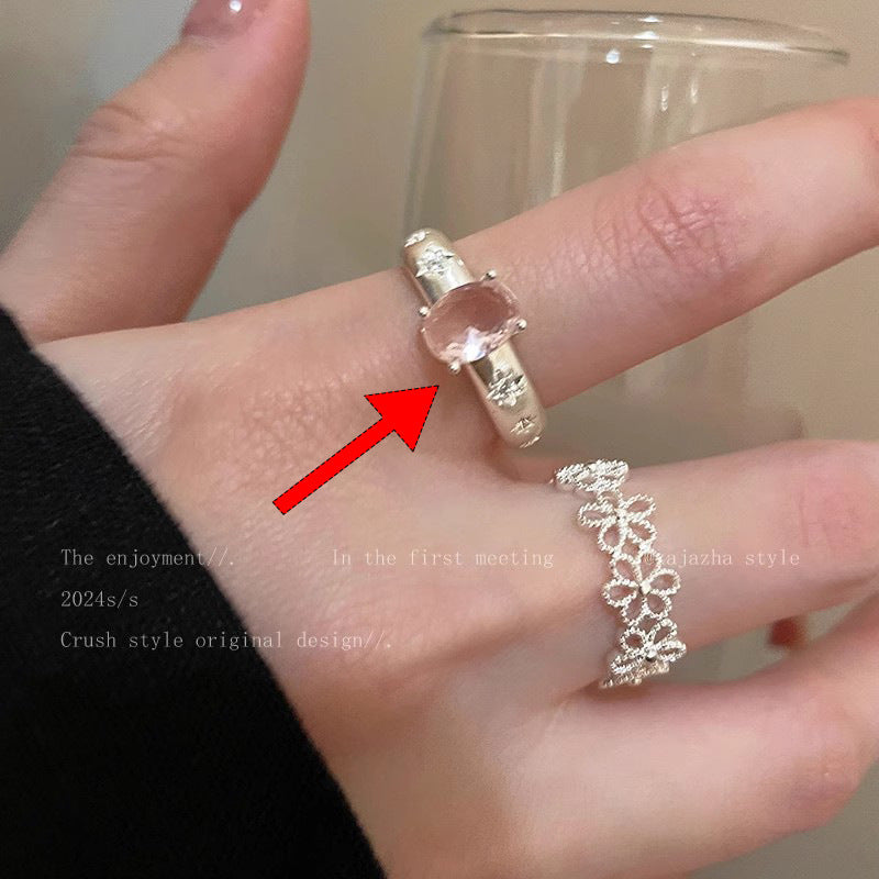 Style Pearl Zircon Butterfly Female Niche High-grade Rings