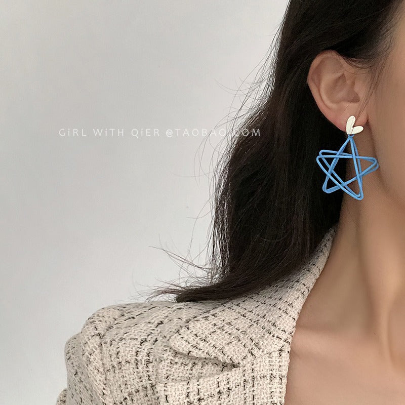 Pentagram Cute Female Ear Clip Tea Earrings