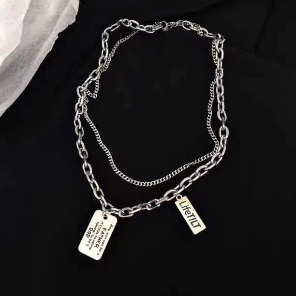 Children's English Letters Double Layer Twin Boyish Look Performance Necklaces