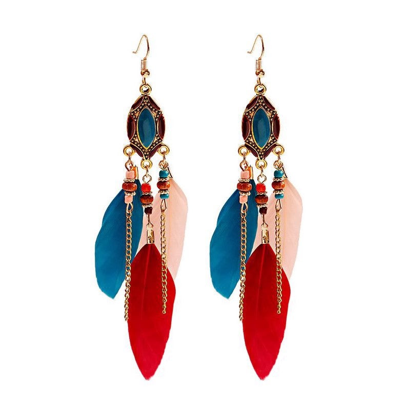 Women's Style Super Fairy Feather Bohemian Long Earrings