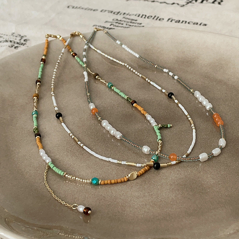 Women's Colorful Beaded Natural Stone Mild Luxury Retro Necklaces