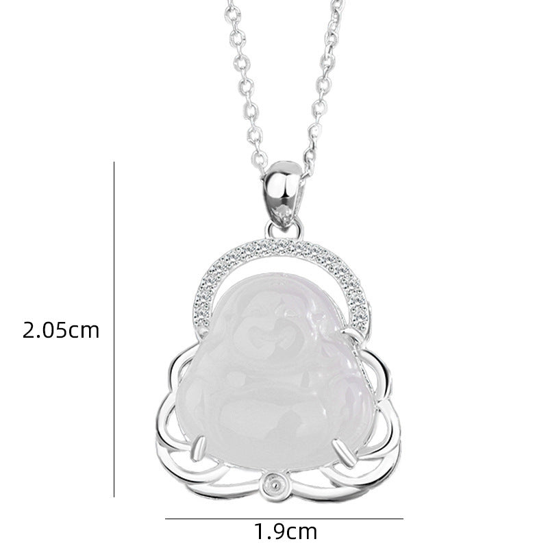 Women's Diamond White Chalcedony Maitreya For Simple Light Luxury Exquisite Necklace