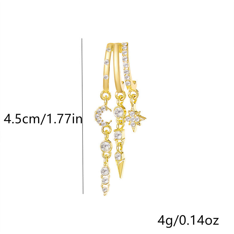 Hip Hop Cross Tassel Single Personality Design Inlaid Zirconium Rings
