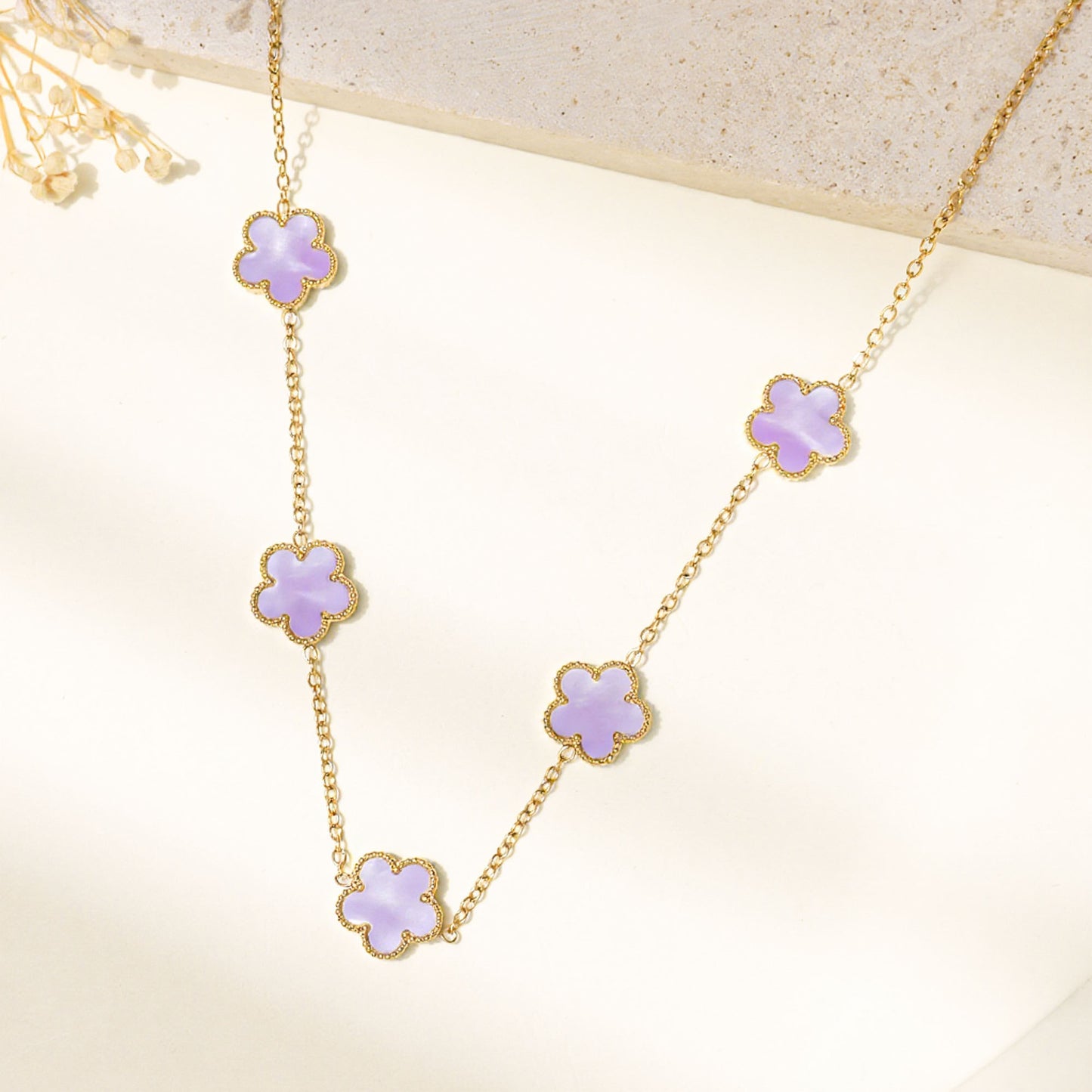 Stainless Steel Parthenocissus Grass Pork Belly Gradient Light Luxury Necklace