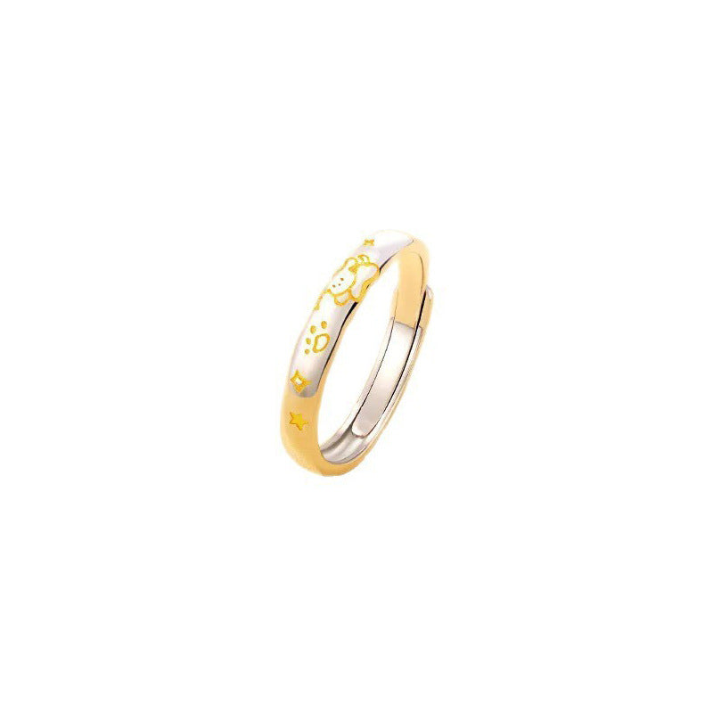 Women's & Men's Couple Sier Dogs Cats Pet Sweet Holiday Rings