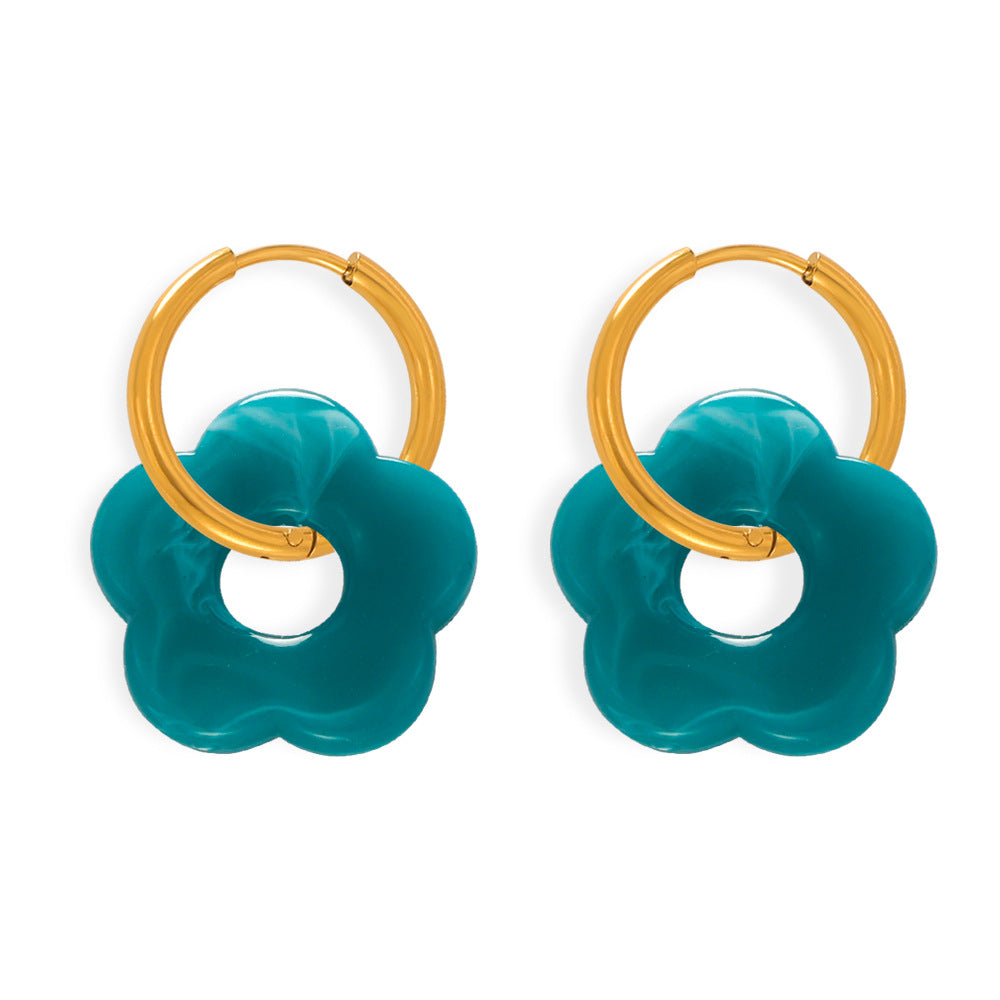 Women's Simple Sweet Fashion Titanium Steel Gold-plated Chain Flower Jewelry Set