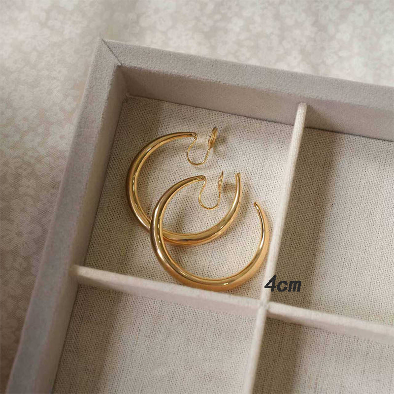 Women's High-grade Style Beautiful Circle Metal Large Simple Round Ear Earrings