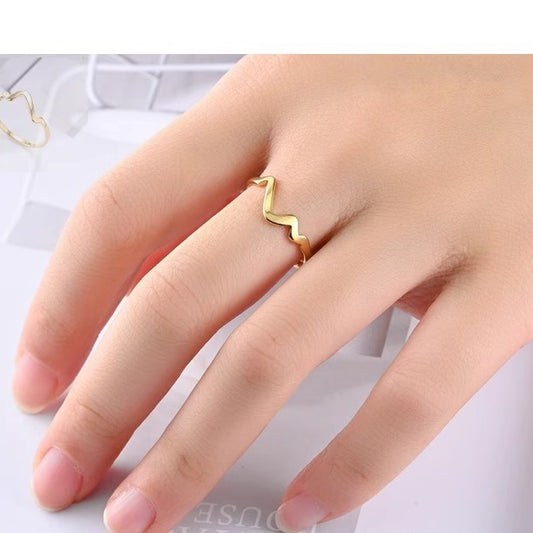 Ecg Female Niche Design Titanium Steel Stainless Gold Rings