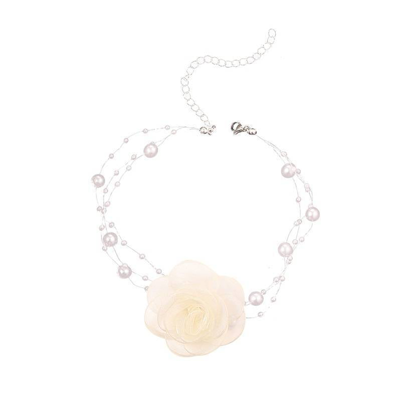 Women's Rose Pearl Neck Light Luxury Minority Design Clavicle Chain Collar