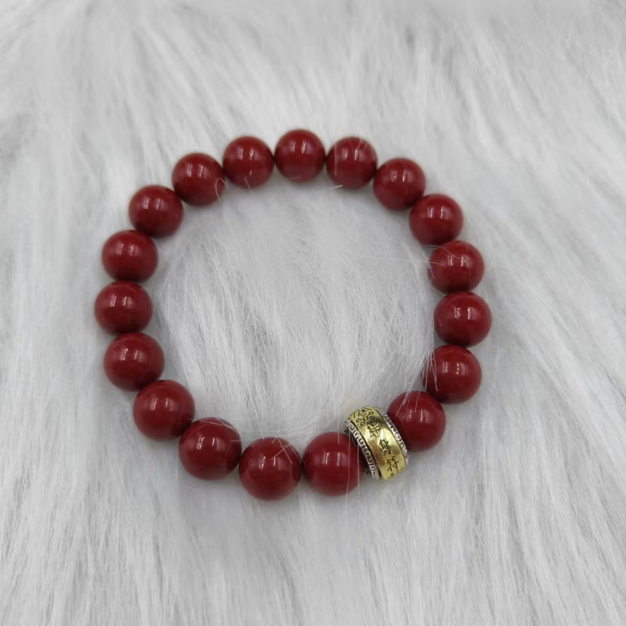 Women's & Men's Cinnabar Purple Gold Sand Single Circle Simple Buddha Beads Light Bracelet