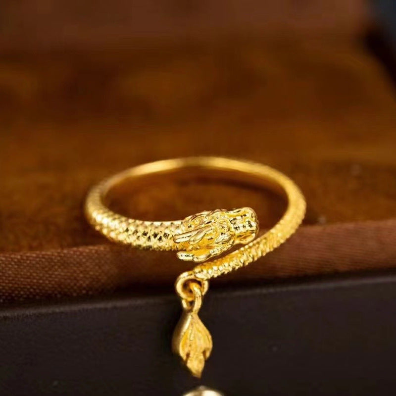 Gold Lucky Four-leaf Clover Opening Adjustable Rings