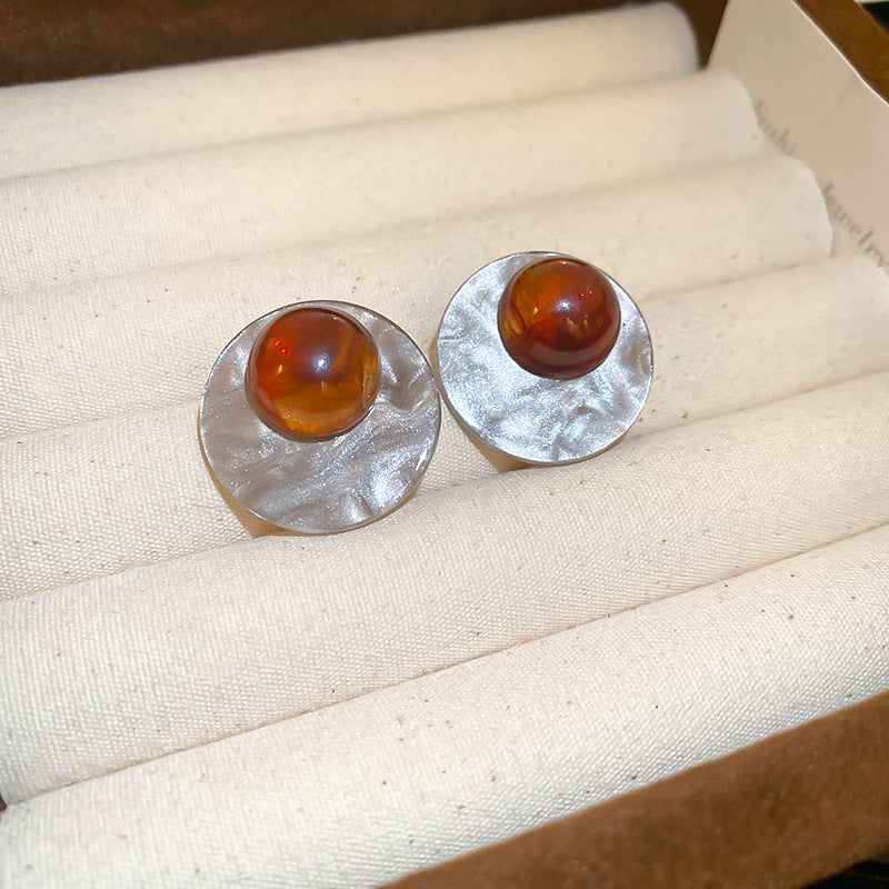 Women's Needle Geometric Irregular Resin Fashionable Retro Earrings