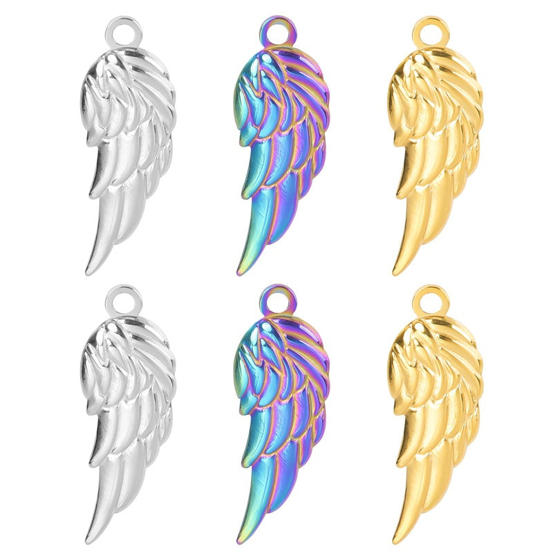Color Golden Wings Stainless Steel Electroplating Mirror Necklace