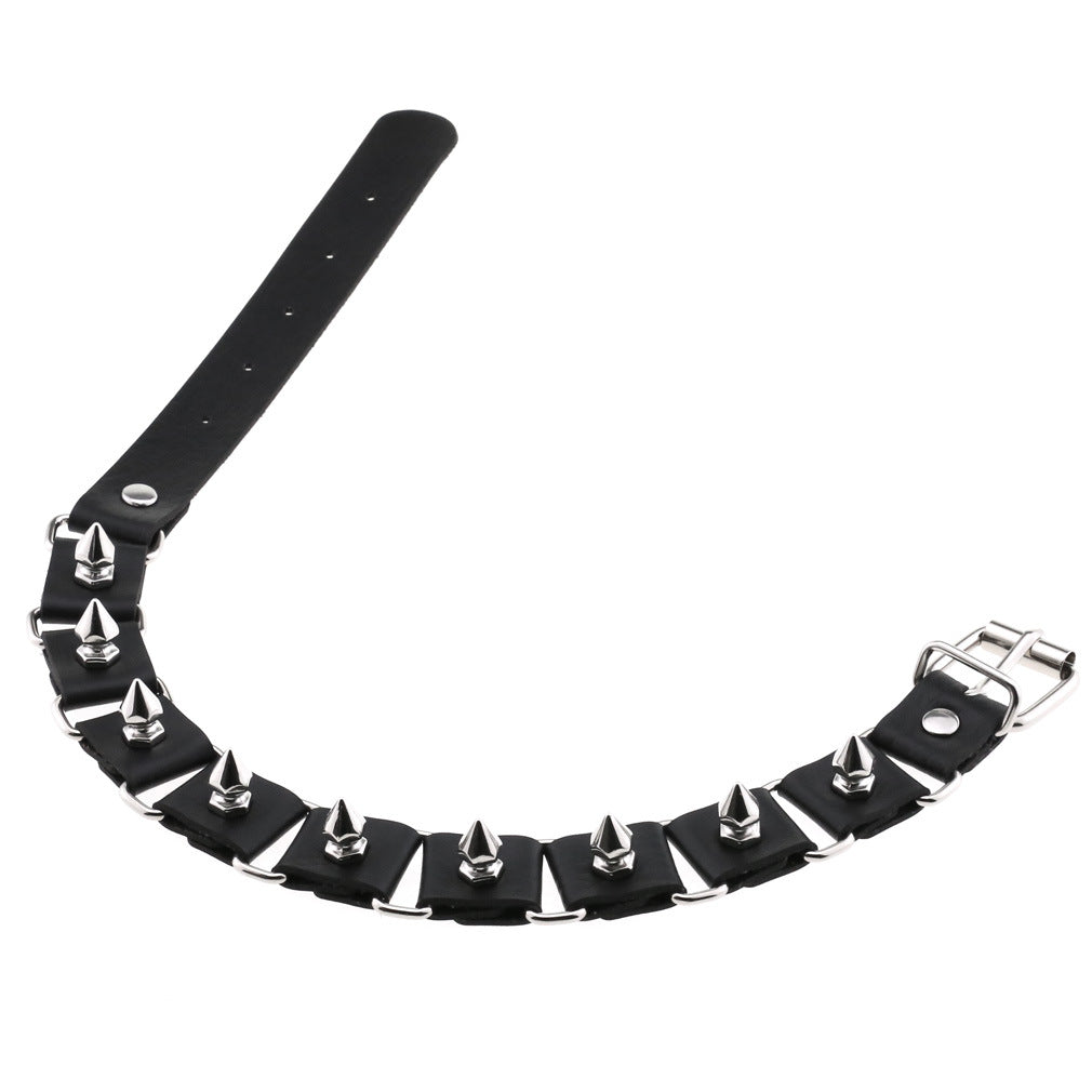 Gothic Elegant Stitching Neckband Personality Trend Buckle Spike Collar