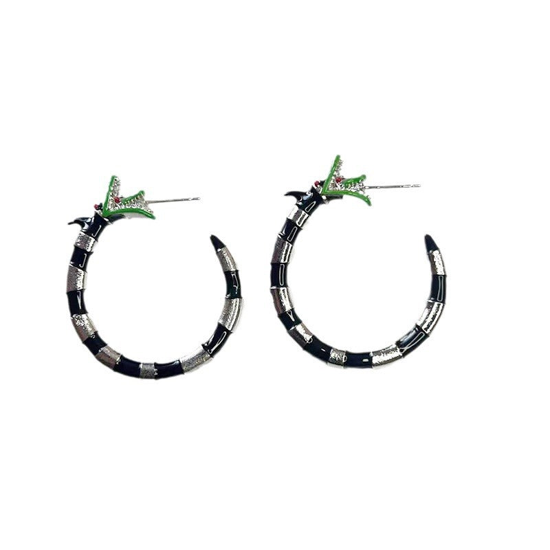 Zodiac Dragon Ornament Exaggerated Gothic Style Cool Earrings