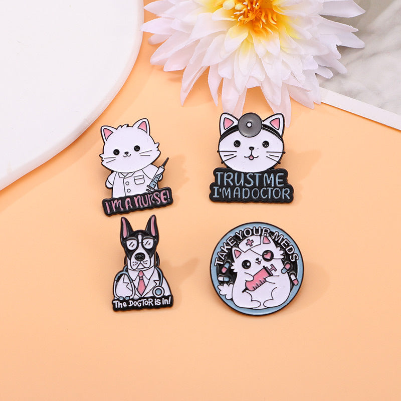Cats English Style Bag Horse Needle Brooches